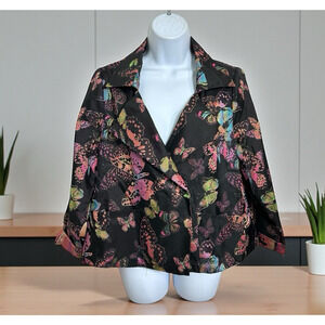 Babette Butterfly Jacket Sz Small Black Neon Pockets New Boutique